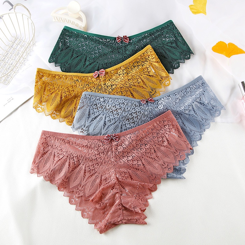 Set 1 / 4 Quần Lót Ren Không Đường May Plus Size Cho Nữ