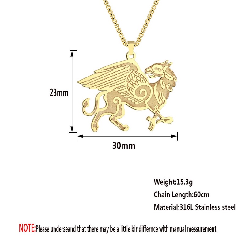 Vòng cổ Bằng Thép Không Gỉ Mặt Hình Anglo Saxon Griffin Thời Trang Cho Nam