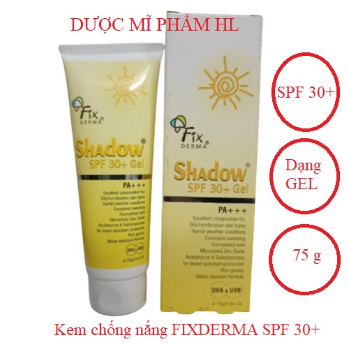 Kem chống nắng FixDERMA  SPF 50+ cream, FixDERMA SPF 30+ dạng gel - 75G