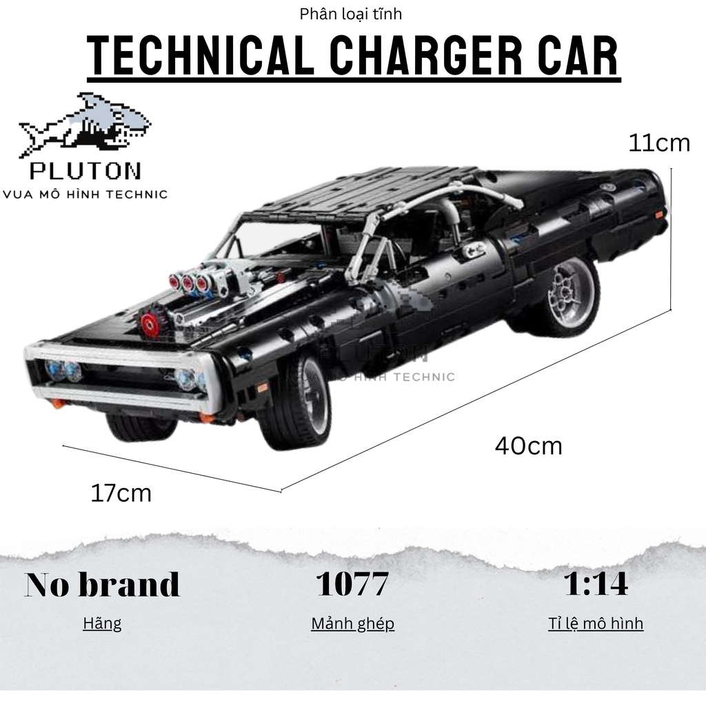 Mô hình Siêu xe đua Technic Dom Charger Car tỉ lệ 1:14 1077 PCS cung cấp bởi Pluton