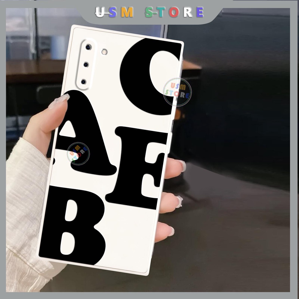 Ốp lưng Samsung Note 10, chất silicon, viên vuông, in chữ nghệ thuật ABC