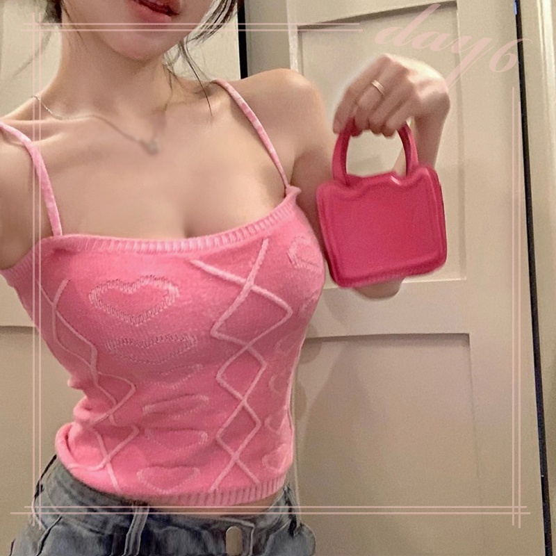 Áo Croptop Dệt Kim Màu Sắc Trơn Phong Cách Hàn Quốc Quyến Rũ Cho Nữ