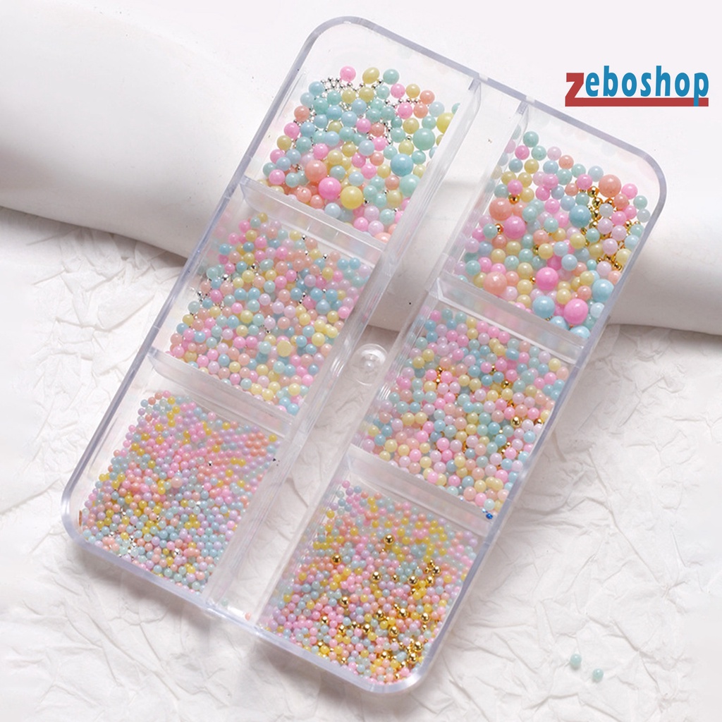 1 Hộp Hạt Tròn Mini 6 Ngăn Màu Sắc Ngọt Ngào Trang Trí Móng Tay Nghệ Thuật 3D DIY