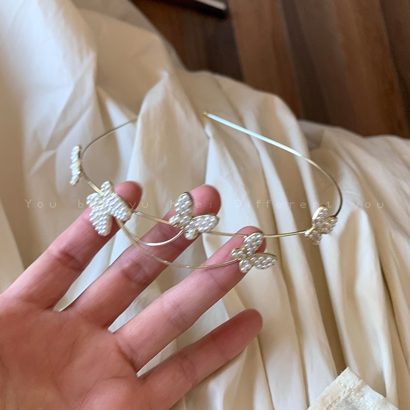 Băng Đô Cài Tóc Hình Bướm Đính Ngọc Trai Phong Cách Mới 2023