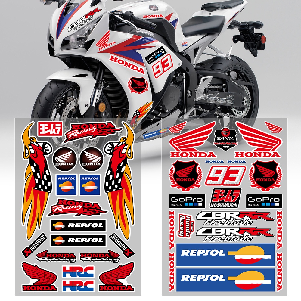 Miếng Dán Phản Quang In Logo Trang Trí Bình Xăng Xe Mô Tô HONDA REPSOL HRC CBR 250R 300R 1000RR