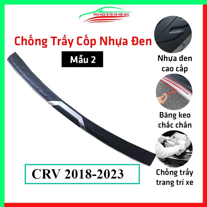 Ốp chống trầy cốp ngoài nhựa đen CRV 2018-2023 Mẫu 2 hàng loại 1 dán cốp sau chống xước trang trí xe