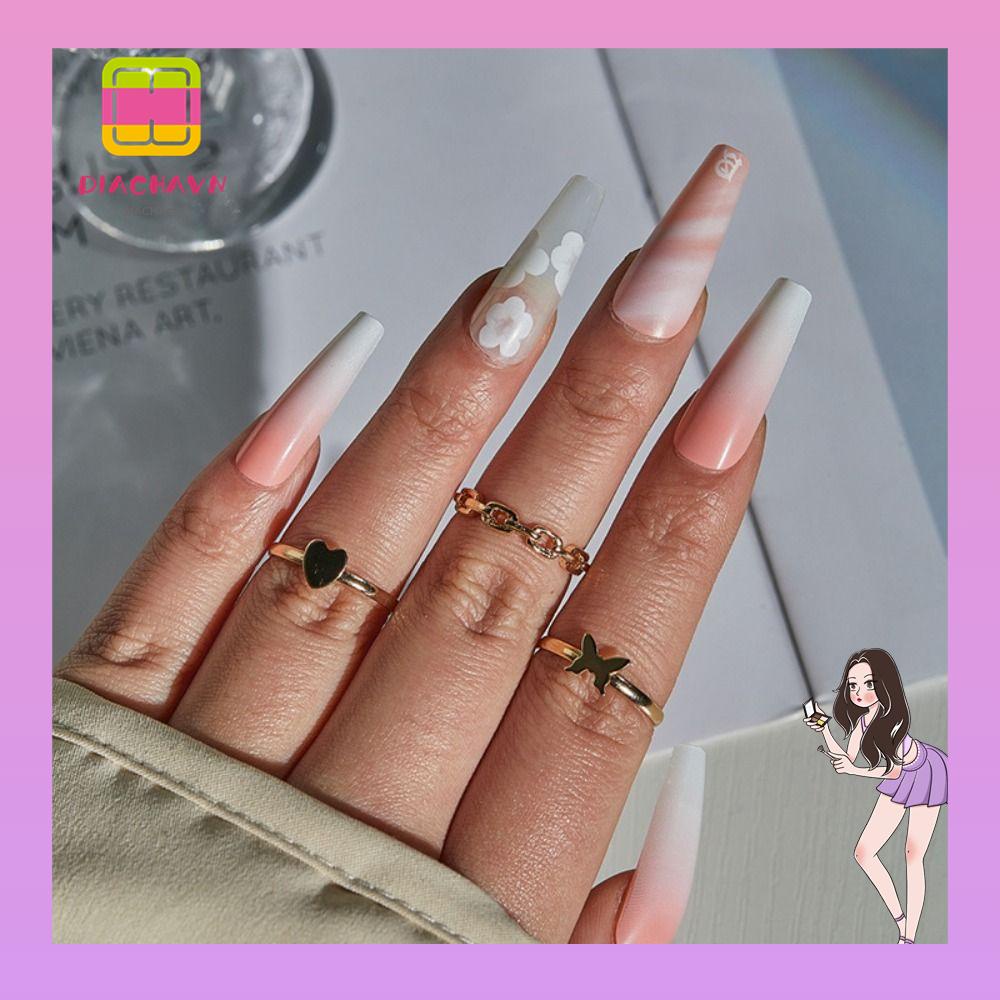 Bộ 24 Móng Tay Giả Che Phủ Toàn Diện Dùng Làm Múa Ba Lê DIY