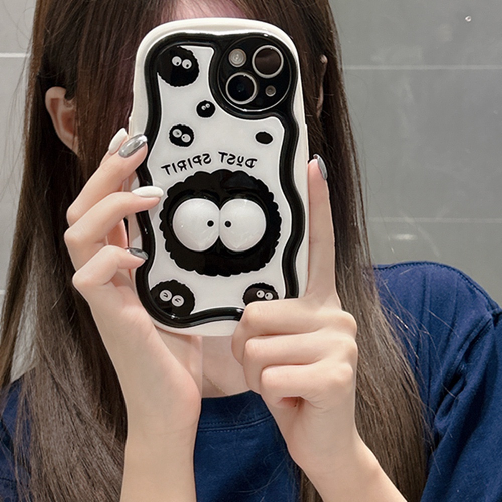 Ốp Điện Thoại Màu Đen Họa Tiết Hoạt Hình 3D Cho iPhone 14 Pro Max 14 13 Pro Max 12 Pro Max 11