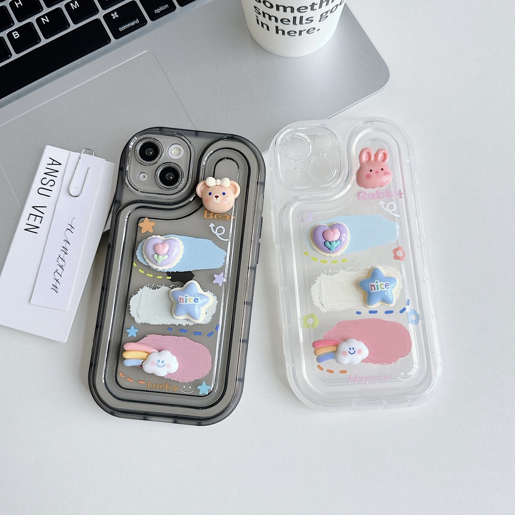 Ốp Điện Thoại PC Tpu Mềm Trong Suốt Họa Tiết Hoạt Hình Dễ Thương Cho iPhone 13 12 11 Pro Max 14 Plus