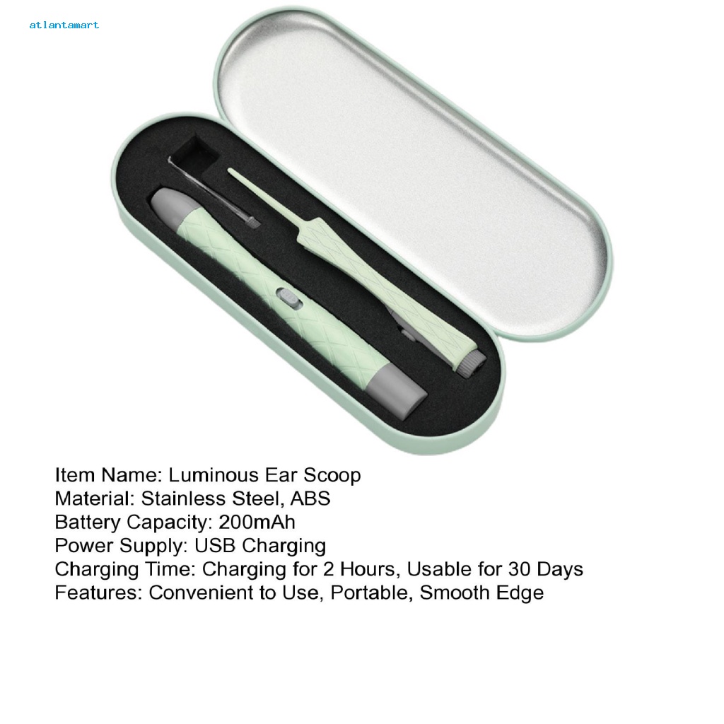 Túi Đựng Đồ Dùng Cao Cấp Tiện Dụng| 1 Bộ Dụng Cụ Lấy Ráy Tai Bằng Thép Không Gỉ Có Thể Tái Sử Dụng Pin Sạc USB