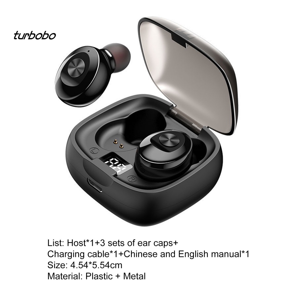 1 Set Tai Nghe Nhét Tai Không Dây Bluetooth Tiết Kiệm Năng Lượng Hiển Thị LED Kỹ Thuật Số ABS