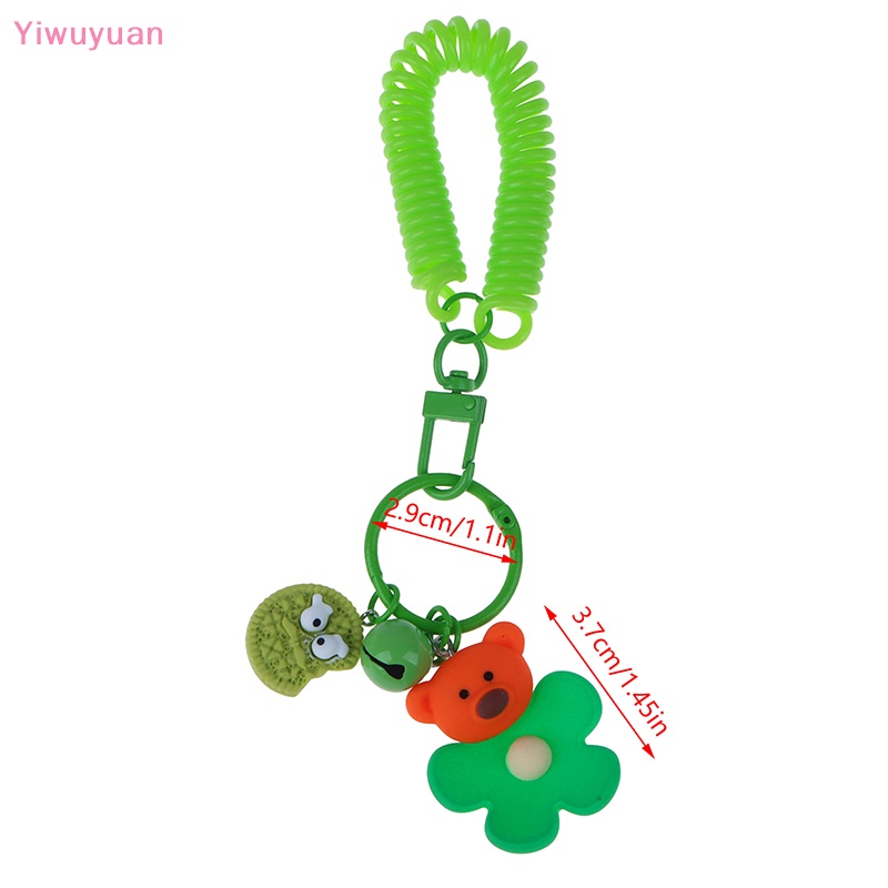 < Yiwuyuan > Móc Chìa Khóa Hình Gấu Bông Hoạt Hình Có Chuông Và Dây Lò Xo Chống Thất Lạc Phụ Kiện Túi Xách Mới