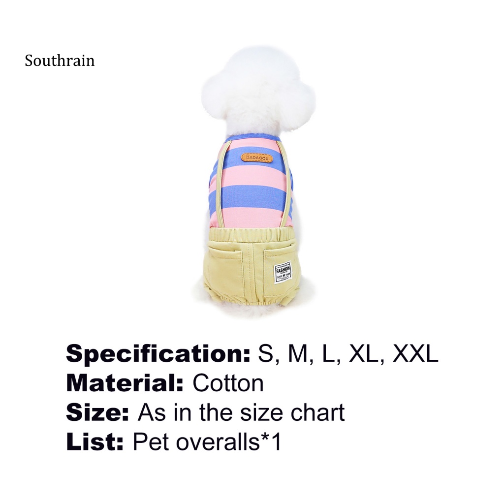Bộ Áo Liền Quần Bằng Cotton Mềm Mại Họa Tiết Sọc Thời Trang Dành Cho Cún Cưng