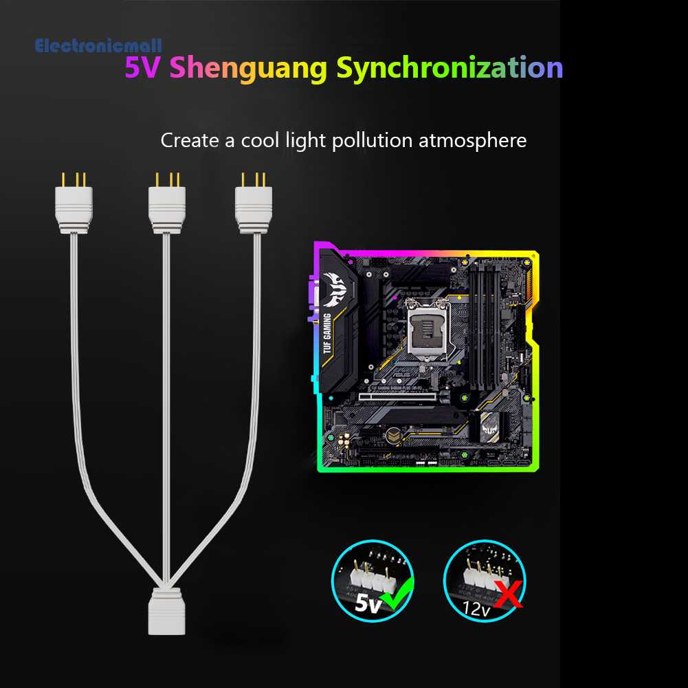 Cáp Chia Cổng Quạt Đồng Bộ ARGB ElectronicMall01.vn Cho Quạt Máy Tính Dải Đèn