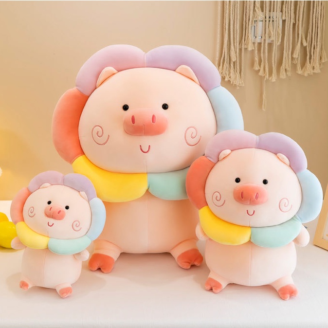 Thú Nhồi Bông Hình Chú Heo Màu Cầu Vồng Dễ Thương