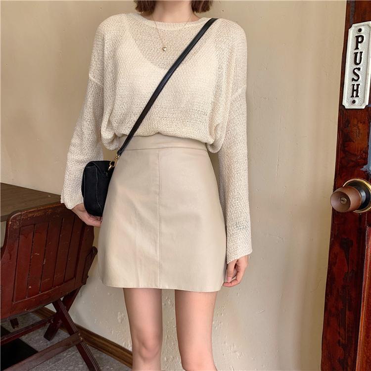 Chân Chân Váy Chữ A Bằng Da Eo Cao Thời Trang Dành Cho Nữ