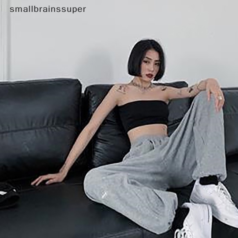 Smallbrainssuper Quần Ống Rộng Lưng Thun Mềm Mại Phong Cách Harajuku Đường Phố Đơn Giản Trẻ Trung Cho Thanh Thiếu Niên SBS