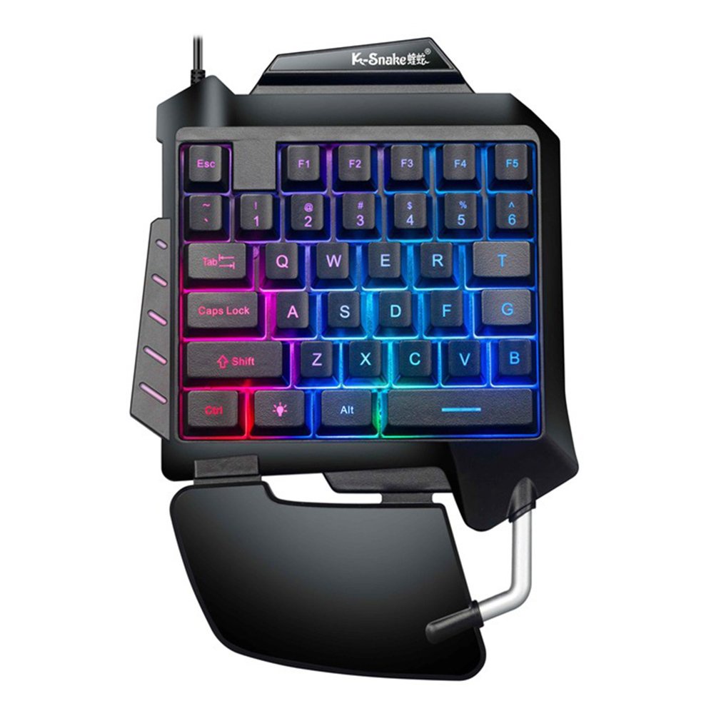 One Hand Mechanical Gaming Keyboard Rgb Backlit Portable Mini Game Controller For Pc Ps4 Xbox Gamer [Q/15]