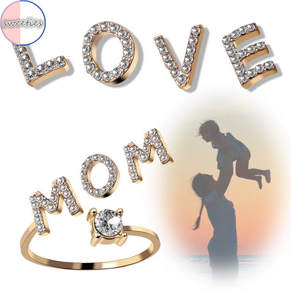 Nhẫn Kim Cương Hình 26 Chữ Cái A-Z Có Thể Điều Chỉnh Kích Cỡ