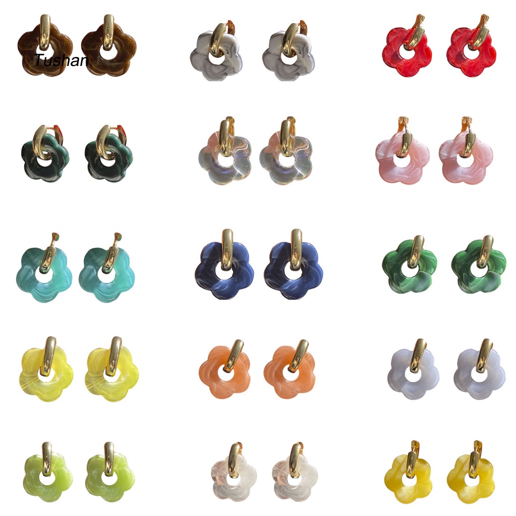 1 Đôi Bông Tai Hình Hoa Bằng Nhựa Resin Tinh Tế Dành Cho Nữ