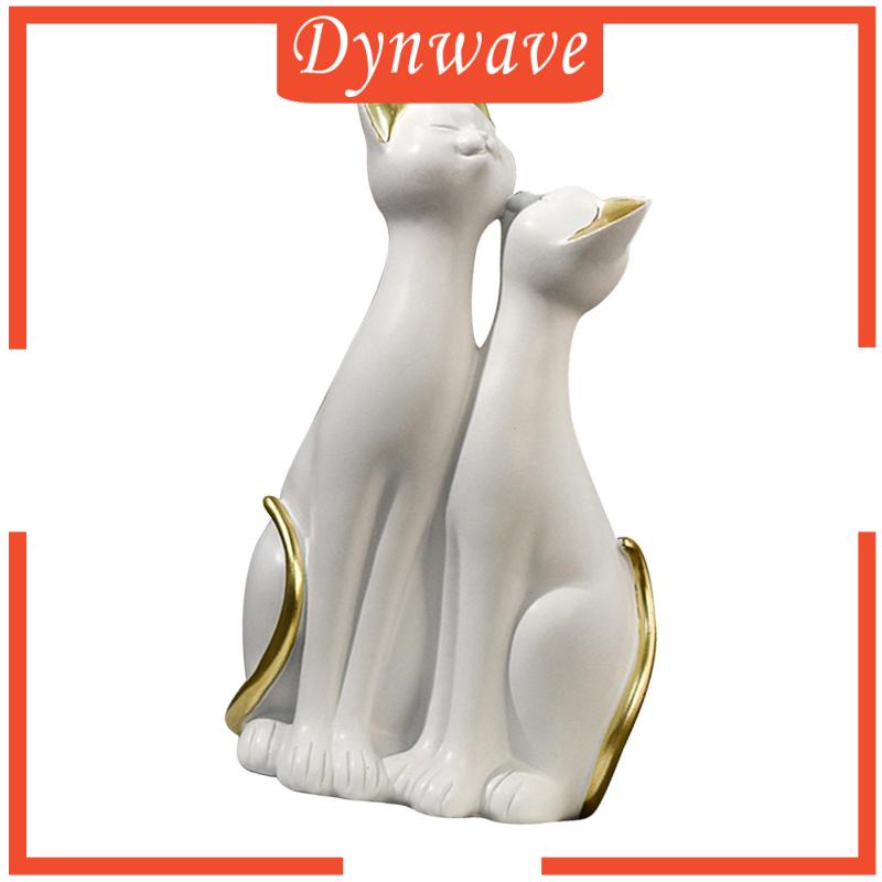 [Dynwave] Mô Hình Tượng Mèo Cặp Đôi Bằng Nhựa Resin Để Bàn Trang Trí