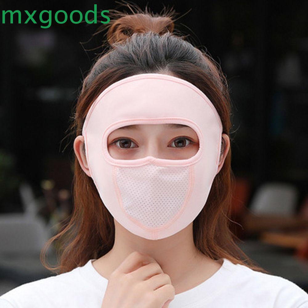 Mxgoods Khẩu Trang Chống Nắng Bằng Lụa Lạnh Màu Trơn Phối Lưới Có Thể Điều Chỉnh Bảo Vệ Khuôn Mặt