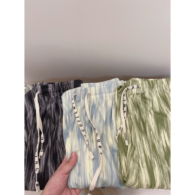 Quần Dài Lưng Cao Ống Rộng Vải Lụa Nhuộm Màu Thời Trang Mùa Hè Cho Nữ