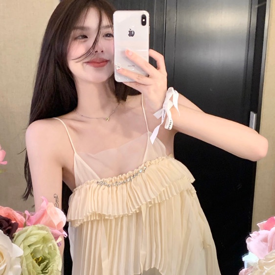 Áo Sát Nách Chất Chiffon Thiết Kế Lệch Tà Quyến Rũ