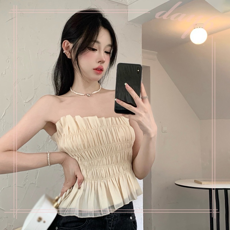 Áo Croptop Hai Dây Dáng Ôm Màu Trơn Thời Trang Hàn Quốc Gợi Cảm Cho Nữ