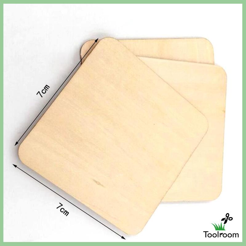 Set 10 Tấm Gỗ Trơn Hình Vuông 7x7cm Làm Đồ Thủ Công DIY Đa Ứng Dụng
