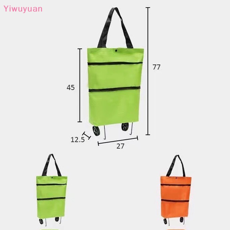 < Yiwuyuan > Túi Mua Sắm Bằng Nylon Có Bánh Xe Kéo Mở Rộng Tái Sử Dụng Được Mới