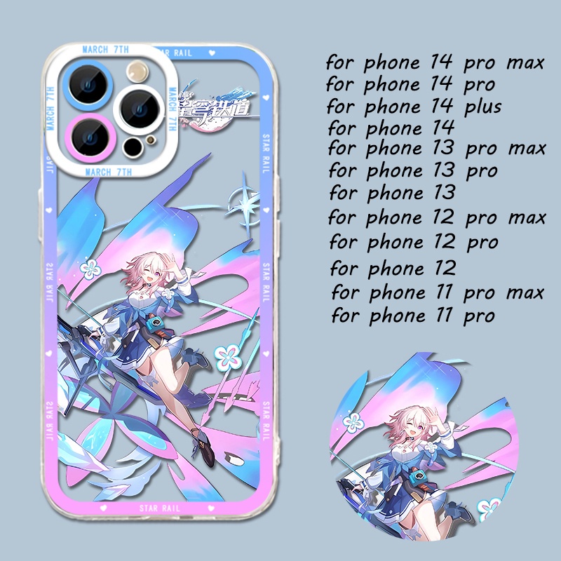 Ốp Điện Thoại Silicon TPU Mềm Trong Suốt Chống Sốc Hình Đường Ray Himeko March 7th iPhone 14 11 13 12 Pro Max XS XR X 8 7 6S Plus