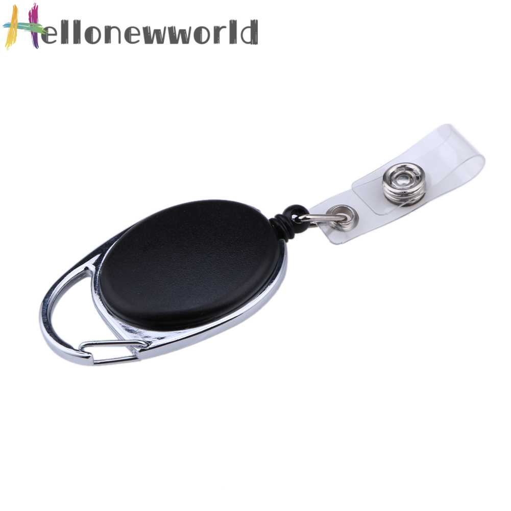 2 Móc Khóa Gắn Thẻ Tên ID Màu Đen Có Thể Thu Gọn