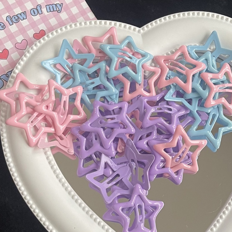 Set 2 Kẹp Tóc Hình Ngôi Sao Bằng Kim Loại Dành Cho Nữ