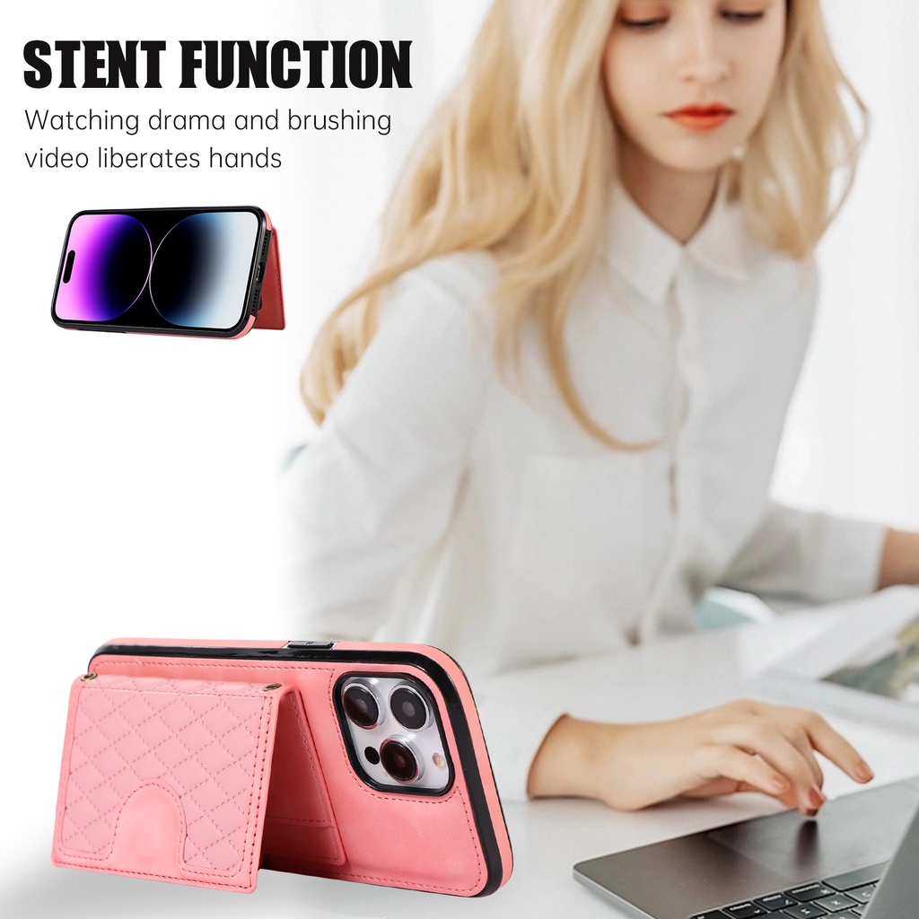 Cho iphone 15 pro max 15 pro 15 plus 14 pro max 13 Giá Đỡ Bao Da Điện Thoại Dạng Ví Có Ngăn Đựng Thẻ Và Dây Đeo Chéo