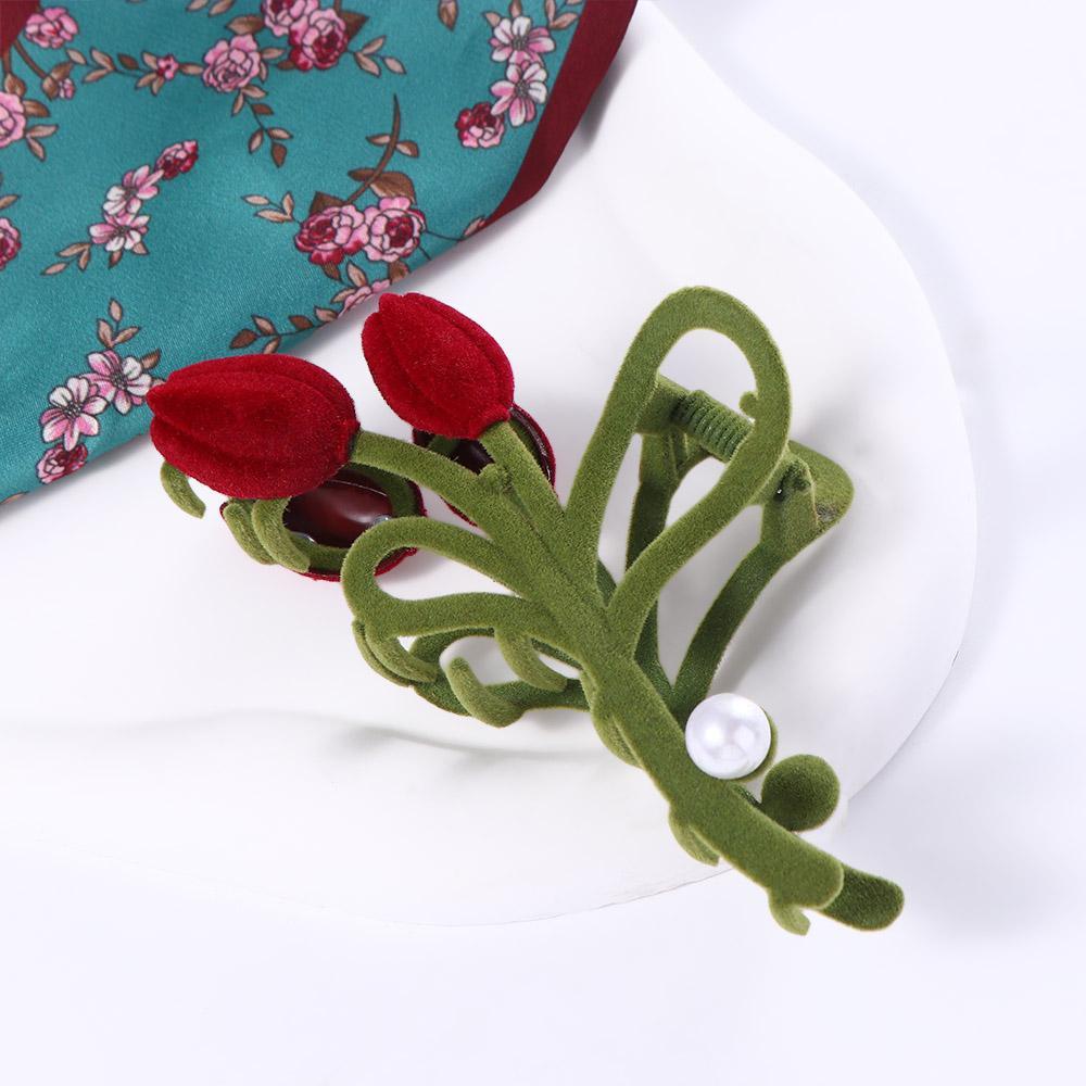 Kẹp Tóc Hoa Tulip / Cá Mập Cỡ Lớn Màu Xanh Lá / Cherry Đơn Giản Ngọt Ngào Mừng Năm Mới Cho Nữ