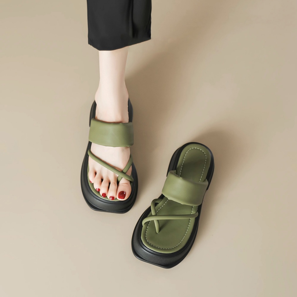 Duoya Tóc Thẳng ~ [Hàng Có Sẵn] [Siêu Trắng] Sandal Đế Dày Thời Trang Mùa Hè Giản Dị Dễ Phối Đồ Cho Nữ