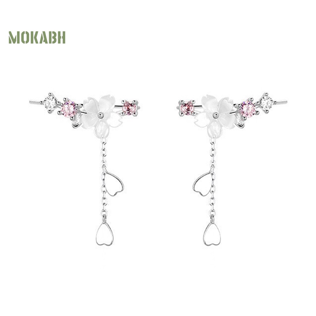 1 Đôi Bông Tai Hình Hoa Và Vỏ Sò Đính Đá Thời Trang