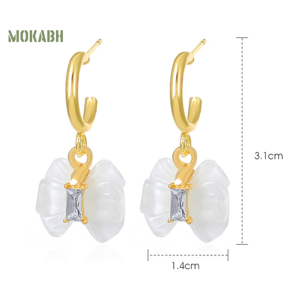 1 Đôi Bông Tai Hình Nơ Đính Đá Trong Suốt Dành Cho Cô Dâu