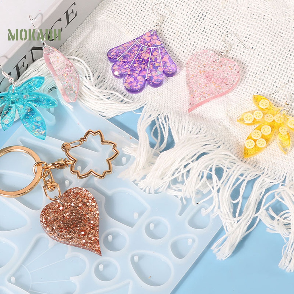 Khuôn Silicone Hình Lá Phong / Trái Tim / Hình Học Làm Bông Tai DIY