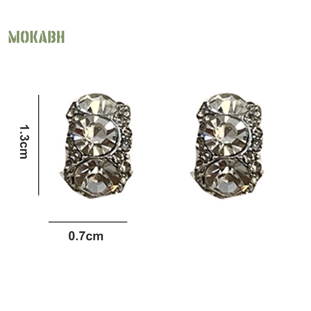 1 Đôi Bông Tai Hợp Kim Hình Chữ C Đính Đá Lấp Lánh Sang Trọng