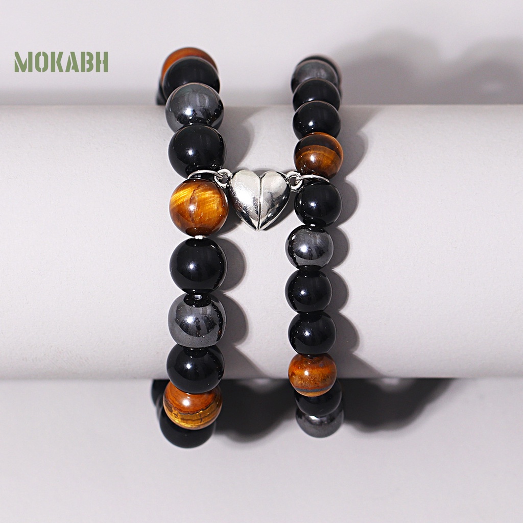 1 Cặp Vòng Tay Chuỗi Hạt Đá Mắt Hổ 3 Màu Thời Trang