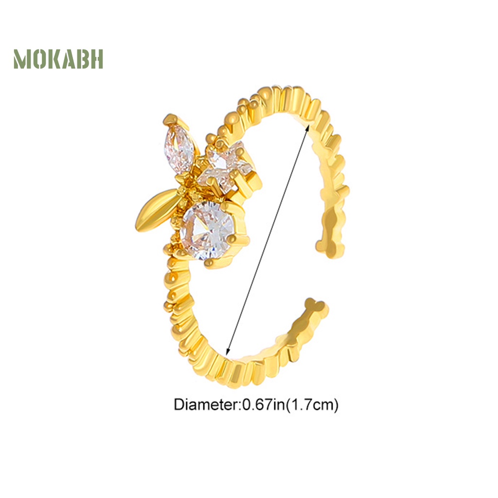 Nhẫn Thời Trang Hình Học / Ngôi Sao / Trái Cherry Đính Đá Có Thể Điều Chỉnh Kích Cỡ