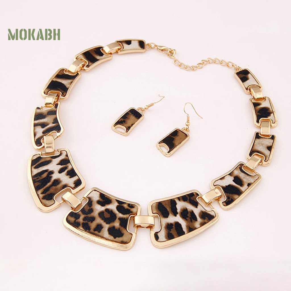 1 Set Bông Tai Và Vòng cổ Họa Tiết Da Báo Sang Trọng Cho Nữ