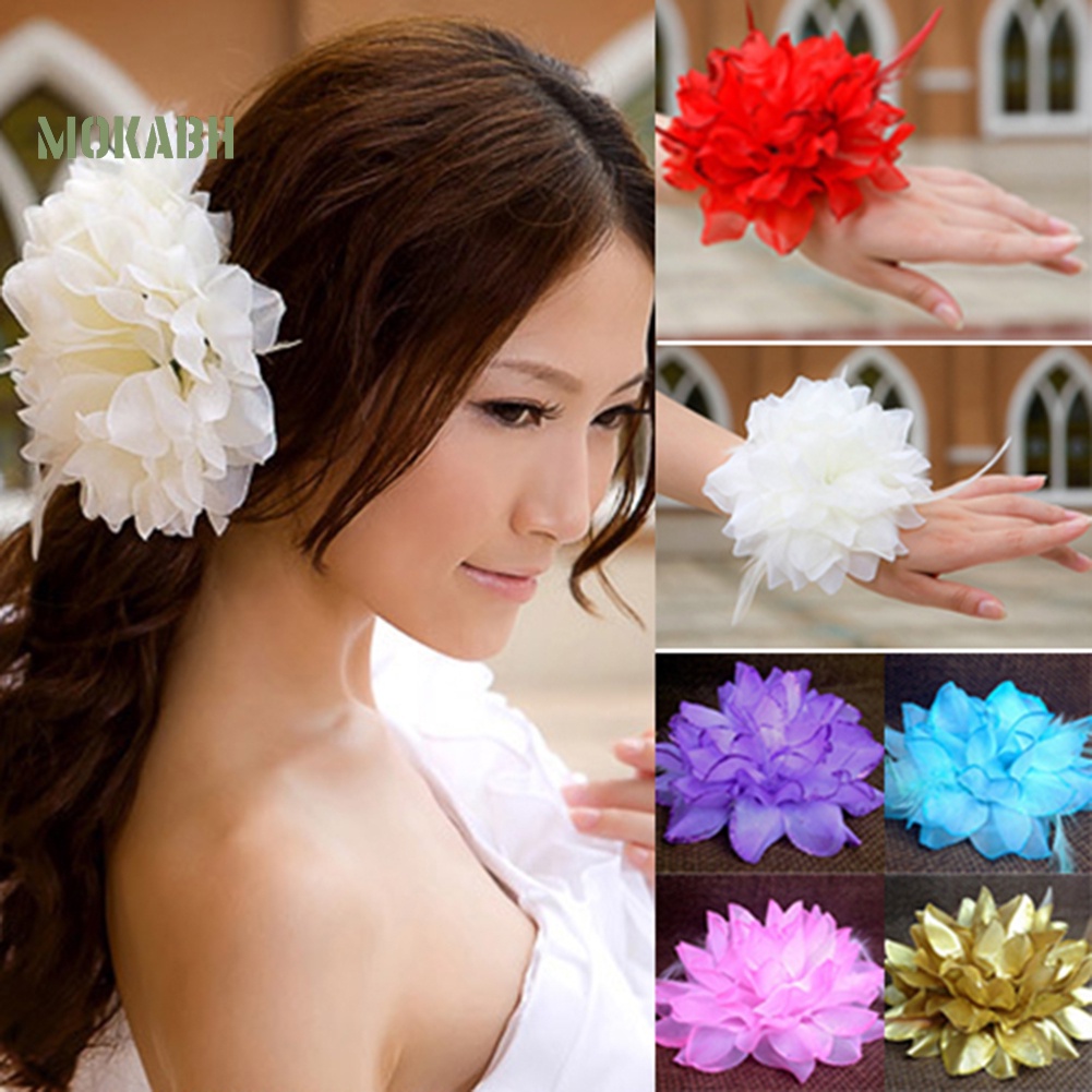 Băng Đô Cài Tóc Co Giãn Đính Hoa Trang Trí Dành Cho Cô Dâu