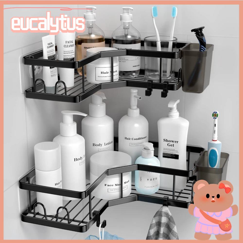 Giá Đỡ Mỹ Phẩm Bằng Kim Loại Không Cần Đục Lỗ Màu Đen Cho Nhà Tắm