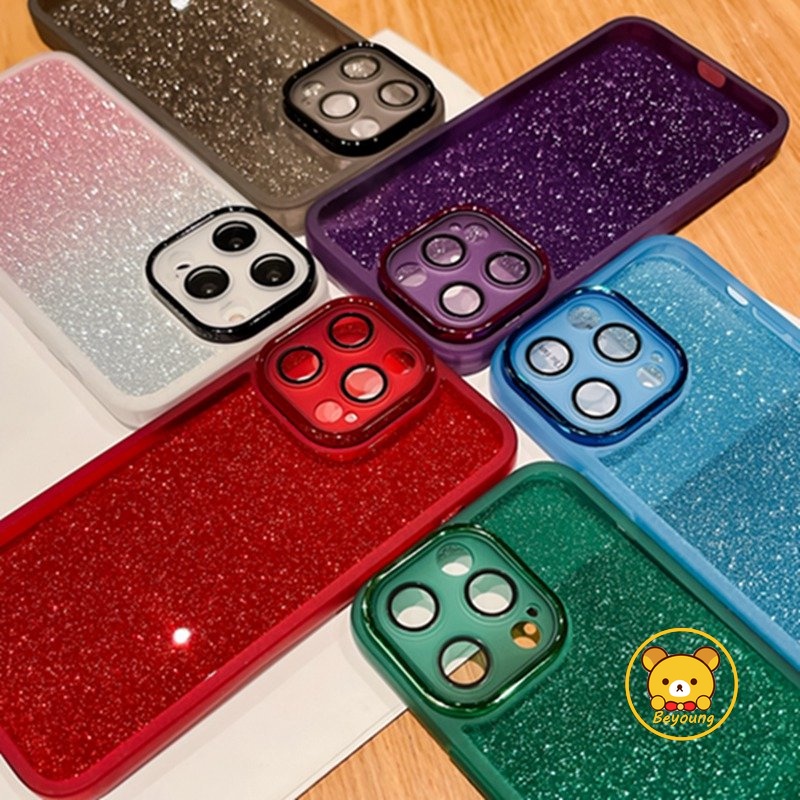 Ốp Điện Thoại TPU Mềm Màu Trơn Có Miếng Dán Bảo Vệ Lens Cho iPhone 13 Pro Max 12 Pro Max 8 Plus 7 Plus SE2