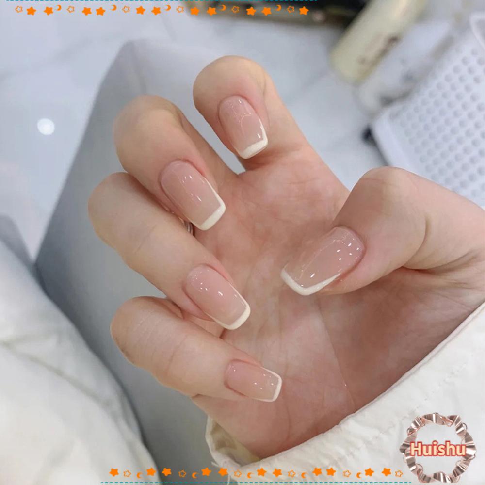 Bộ 24 Móng Tay Giả Che Phủ Toàn Diện Tháo Rời Được Kiểu Pháp