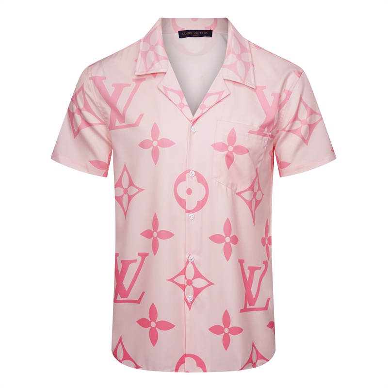 Áo Sơ Mi Tay Ngắn Màu Đỏ + Vàng In Họa Tiết Đường Phố Cổ Điển Thời Trang Cao Cấp