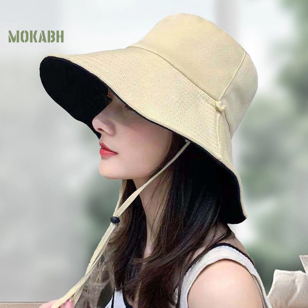 Nón Vành Tròn Màu Trơn Chống Gió Thời Trang Mùa Hè Cho Nữ